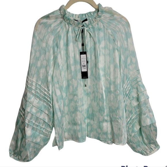 BCBGMAXAZRIA Printed Long‎ Sleeve Blouse SIZE MEDIUM - Picture 3 of 16